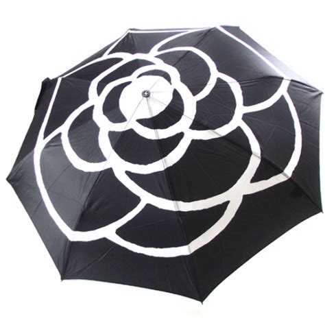 CHANEL Camellia Umbrella Black/White 14535 